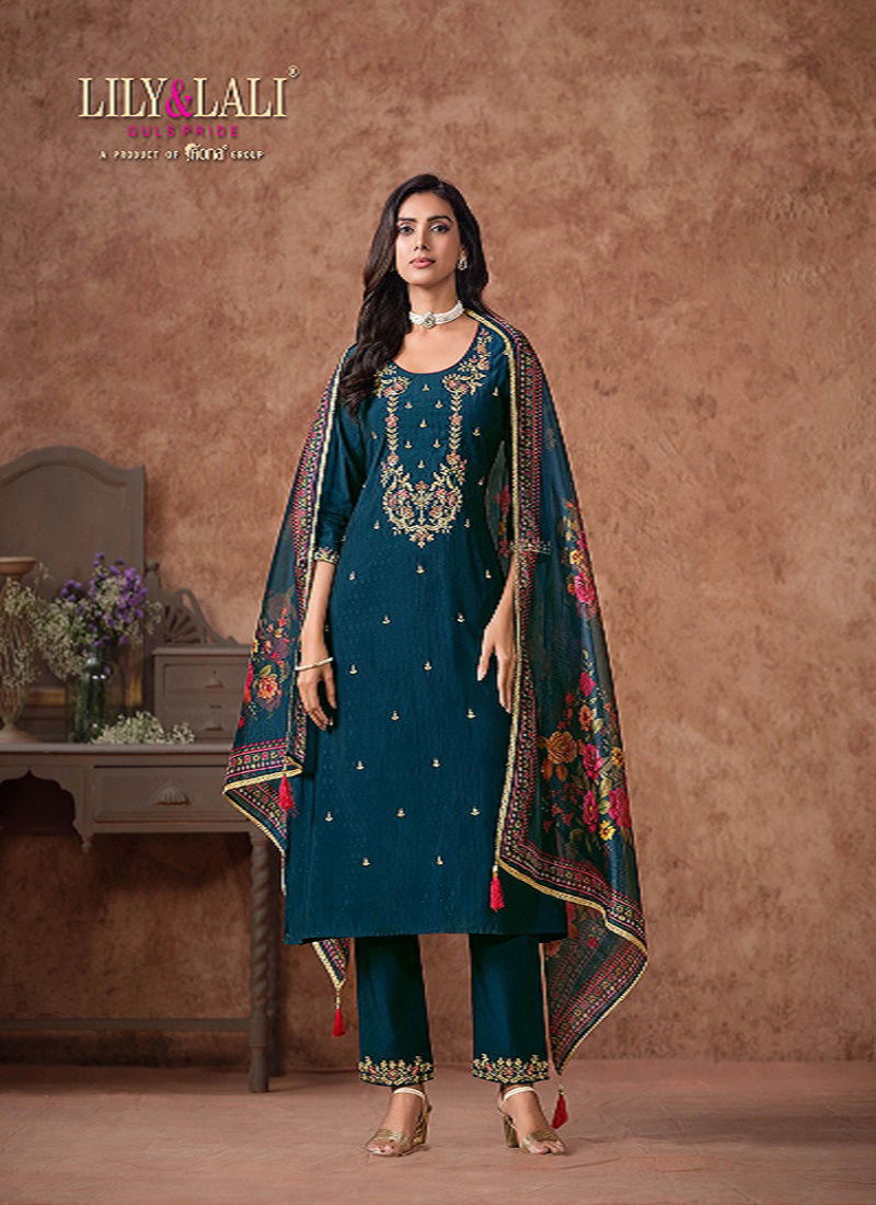 Lily And Lali Rashmika Viscose Silk Kurti Bottom With Dupatta